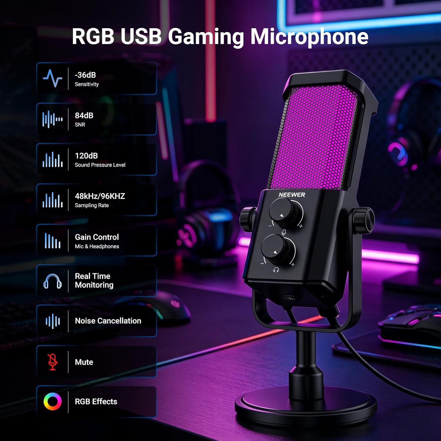 AI USB Podcasting Microphone,  - مراجعة Pc Gaming Gaming وسعره