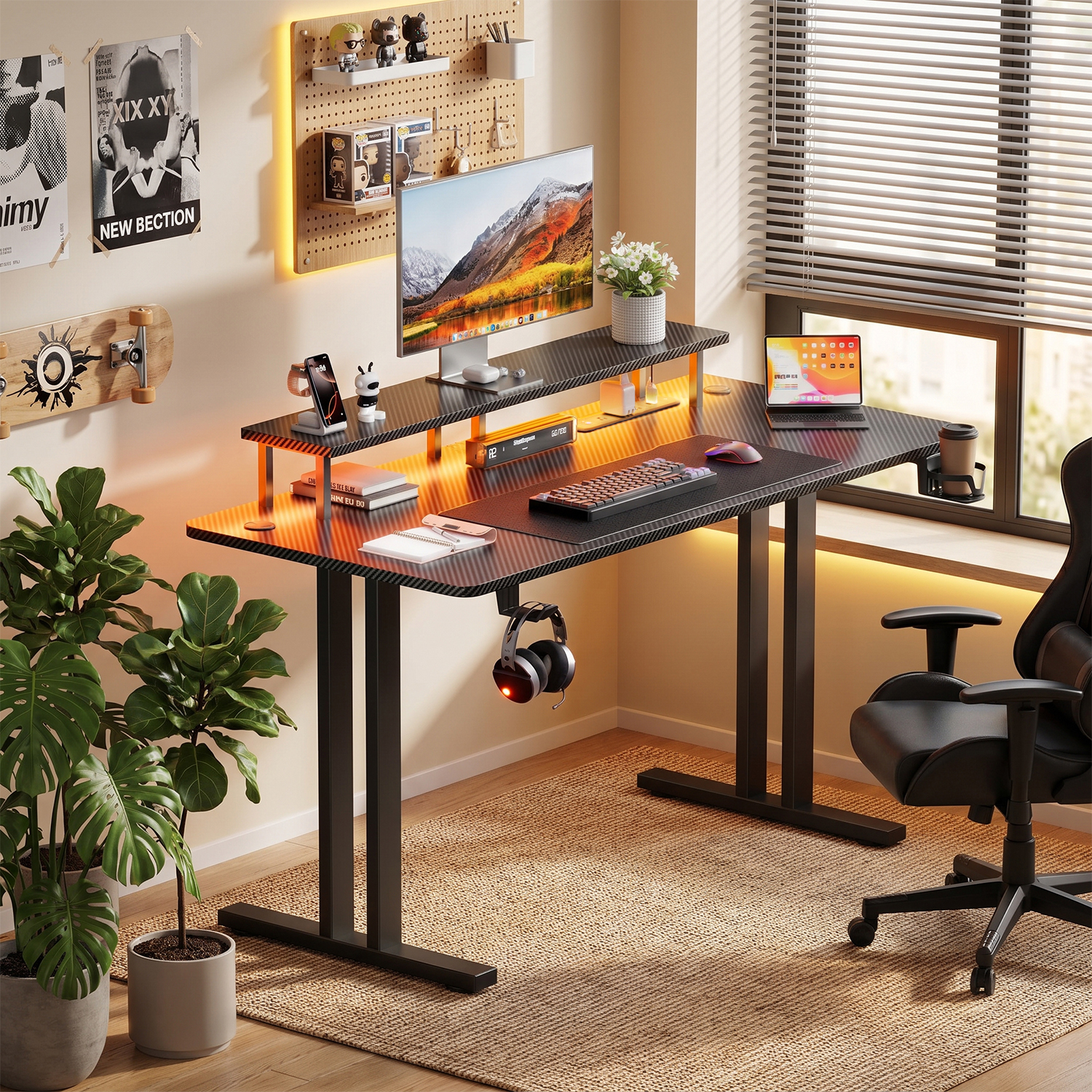 Gaming Desk with LED Lights &  - مراجعة Pc Gaming Earbuds وسعره