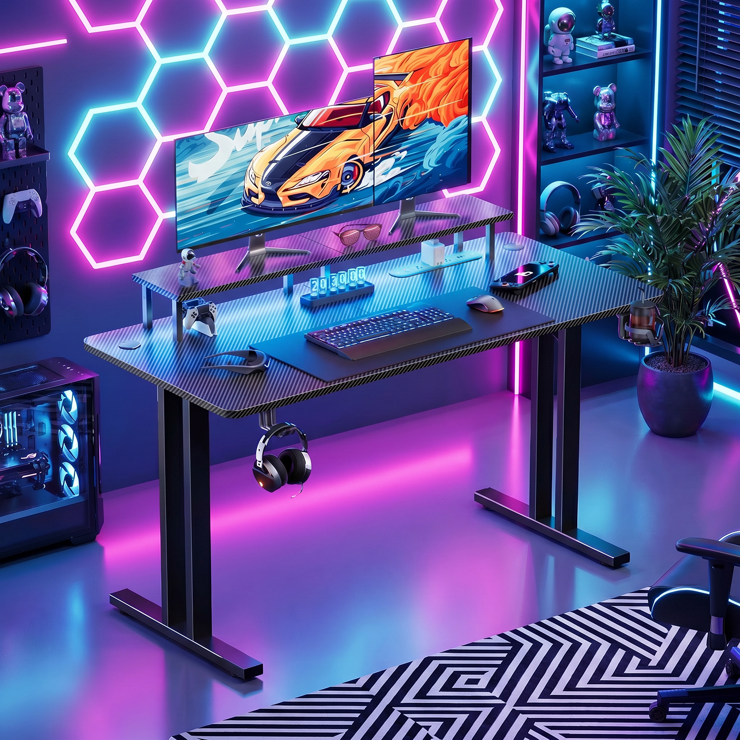 Gaming Desk with LED Lights &  - مراجعة Pc Gaming Earbuds وسعره