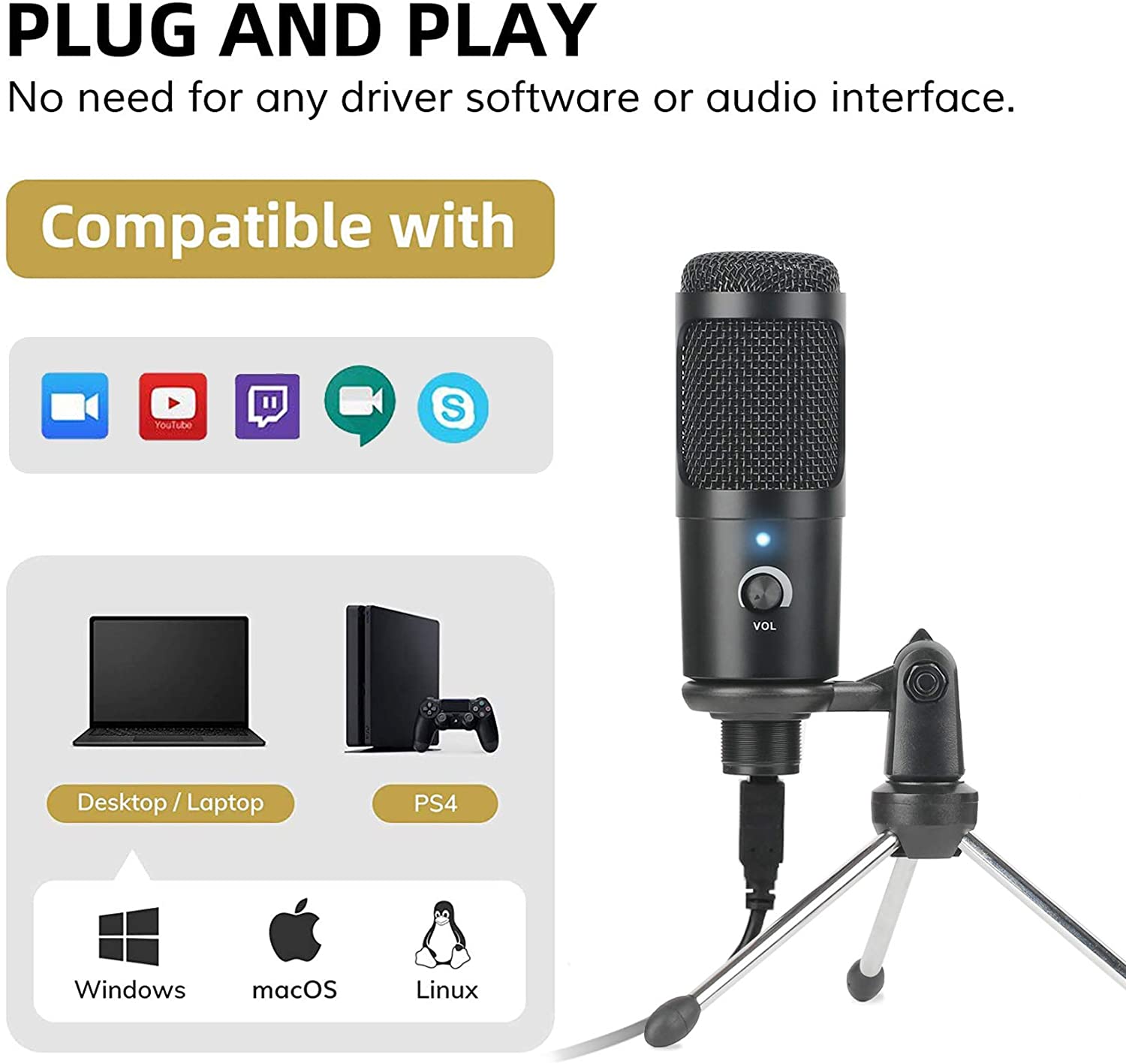 USB Condenser Microphone Recor - مراجعة Pc Gaming Youtubers وسعره