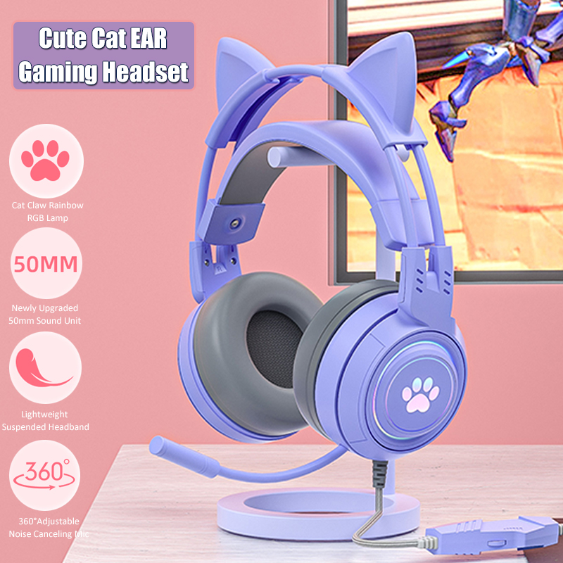 Cute Cat Ear Gaming Headphones - مراجعة Pc Gaming Earbuds وسعره