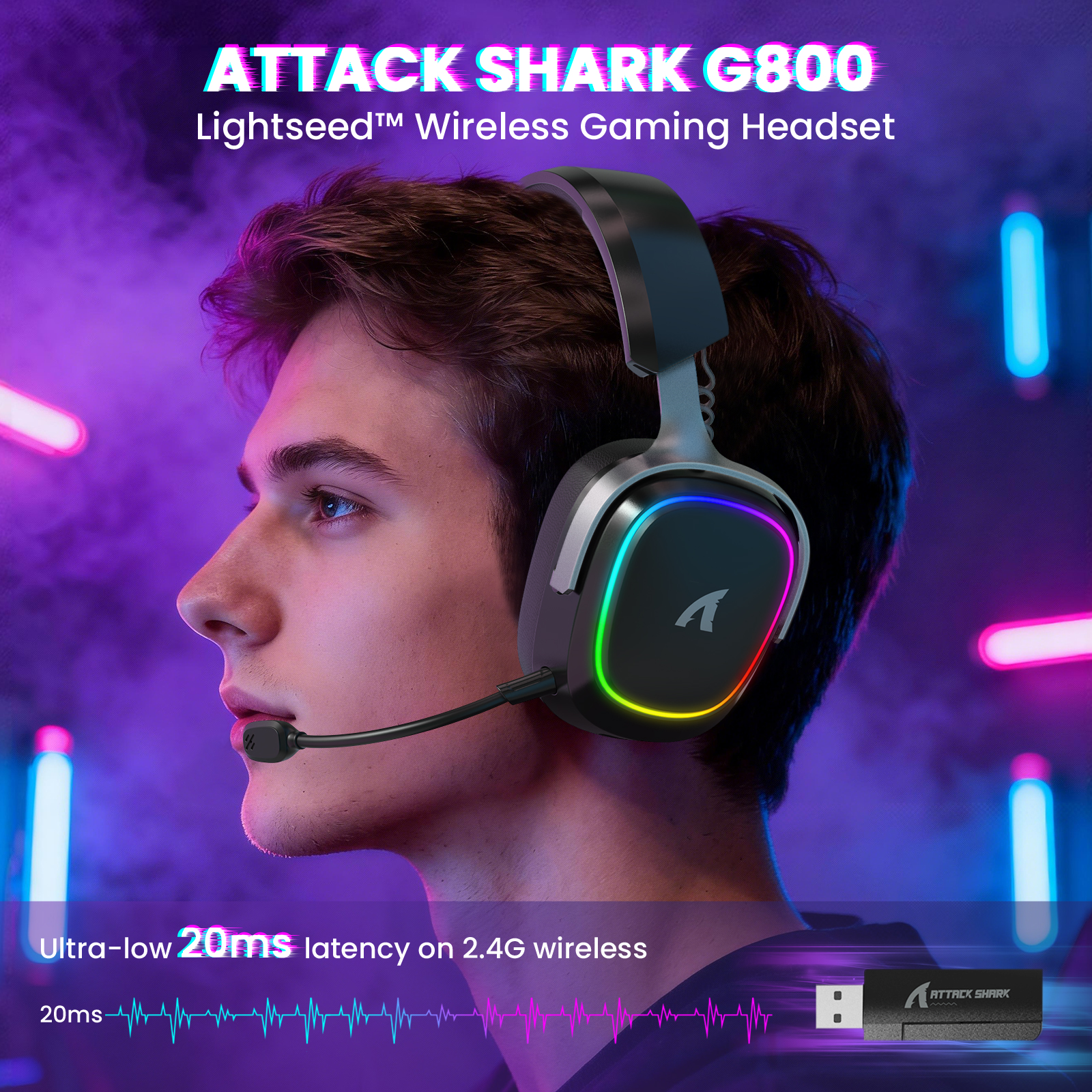 ATTACK SHARK G800 Wireless Gam - مراجعة Pc Gaming Earphones وسعره